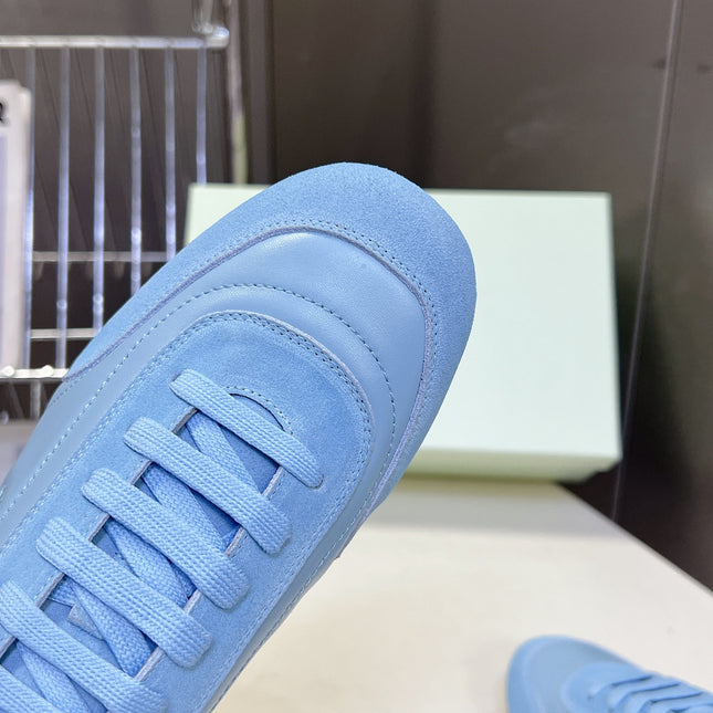 BURBERRY 26S LOW TOP SNEAKERS IN BLUE CALFSKIN AND SUEDE