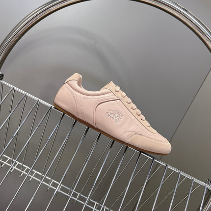 BURBERRY 26S LOW TOP SNEAKERS IN LIGHT PINK CALFSKIN AND SUEDE