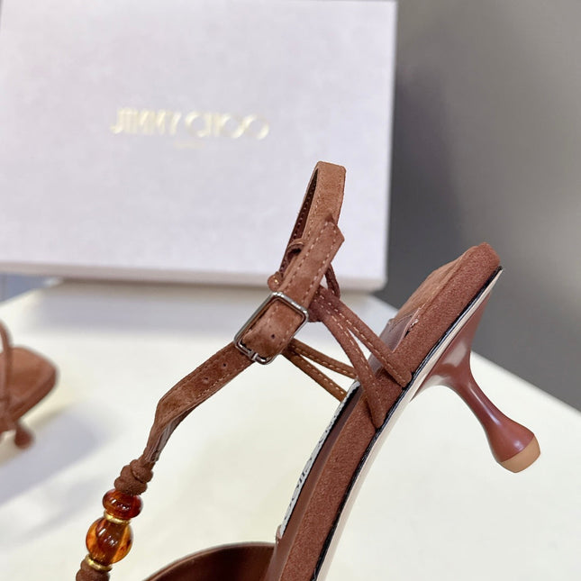 JIMMY CHOO 26S HIGH HEELS 50 MM IN BROWN SUEDE