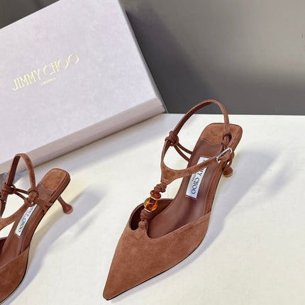 JIMMY CHOO 26S HIGH HEELS 50 MM IN BROWN SUEDE