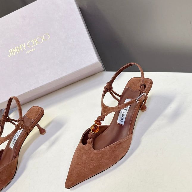 JIMMY CHOO 26S HIGH HEELS 50 MM IN BROWN SUEDE