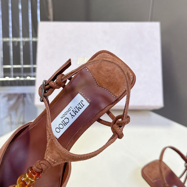 JIMMY CHOO 26S HIGH HEELS 50 MM IN BROWN SUEDE