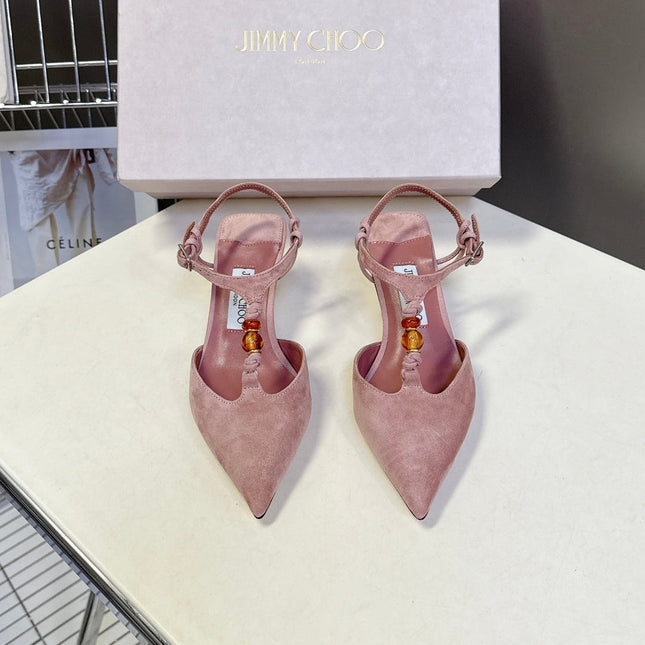 JIMMY CHOO 26S HIGH HEELS 50 MM IN DUSTY PINK SUEDE