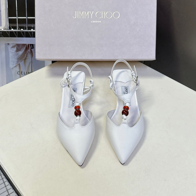 JIMMY CHOO 26S HIGH HEELS 50 MM IN WHITE CALFSKIN