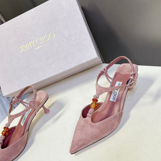 JIMMY CHOO 26S HIGH HEELS 50 MM IN DUSTY PINK SUEDE