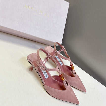 JIMMY CHOO 26S HIGH HEELS 50 MM IN DUSTY PINK SUEDE