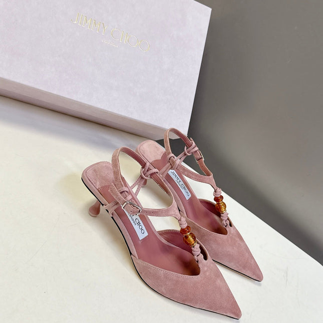 JIMMY CHOO 26S HIGH HEELS 50 MM IN DUSTY PINK SUEDE
