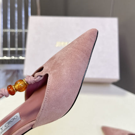 JIMMY CHOO 26S HIGH HEELS 50 MM IN DUSTY PINK SUEDE