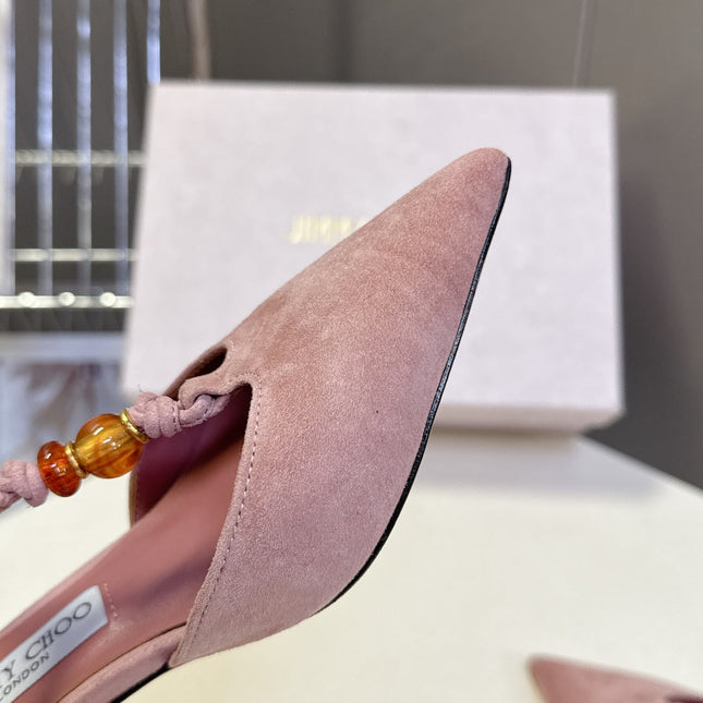 JIMMY CHOO 26S HIGH HEELS 50 MM IN DUSTY PINK SUEDE
