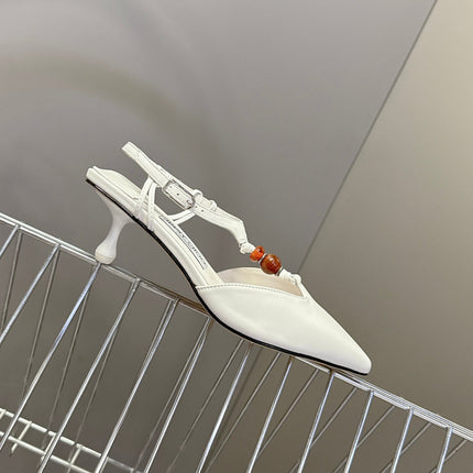 JIMMY CHOO 26S HIGH HEELS 50 MM IN WHITE CALFSKIN