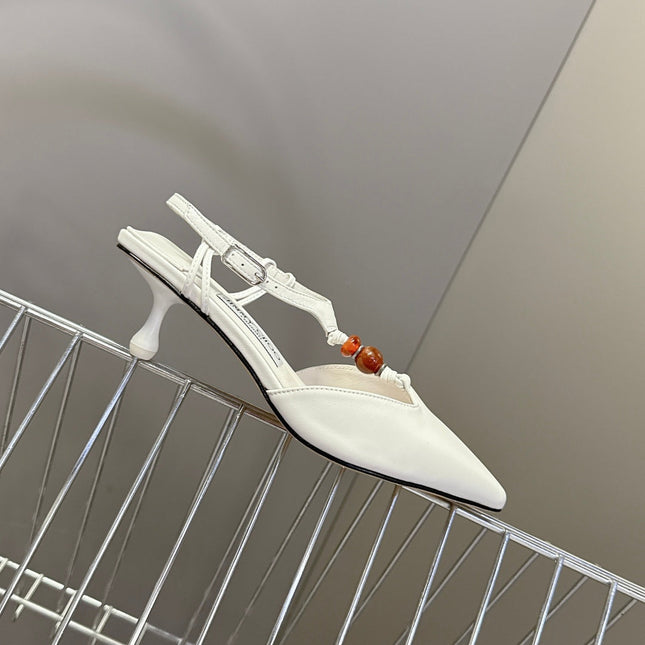 JIMMY CHOO 26S HIGH HEELS 50 MM IN WHITE CALFSKIN