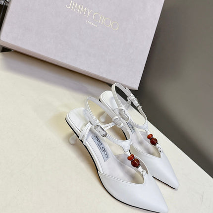 JIMMY CHOO 26S HIGH HEELS 50 MM IN WHITE CALFSKIN