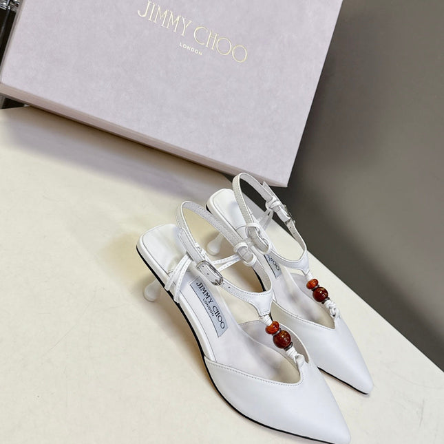 JIMMY CHOO 26S HIGH HEELS 50 MM IN WHITE CALFSKIN