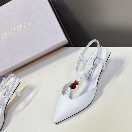 JIMMY CHOO 26S HIGH HEELS 50 MM IN WHITE CALFSKIN