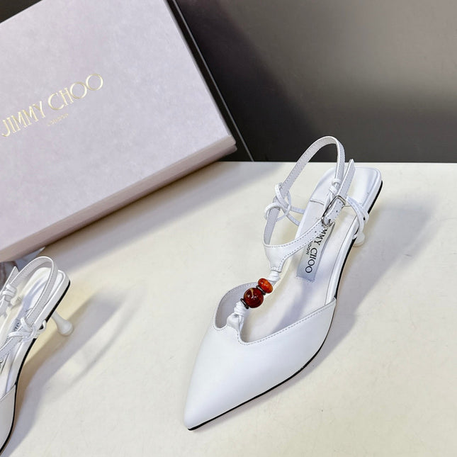 JIMMY CHOO 26S HIGH HEELS 50 MM IN WHITE CALFSKIN