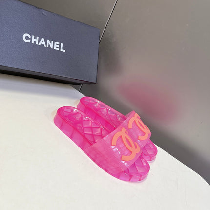 CHANEL 26S SLIDES IN DARK PINK PVC