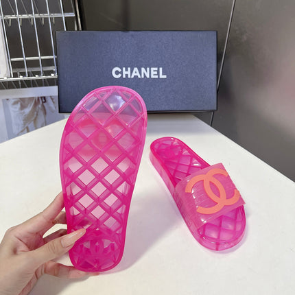 CHANEL 26S SLIDES IN DARK PINK PVC