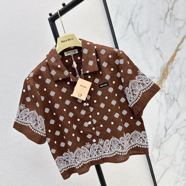 MIUMIU 26S LOOSE FIT SHORT SLEEVED SHIRT 968