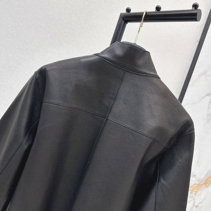 HERMES 25S STAND-COLLAR LEATHER JACKET 454