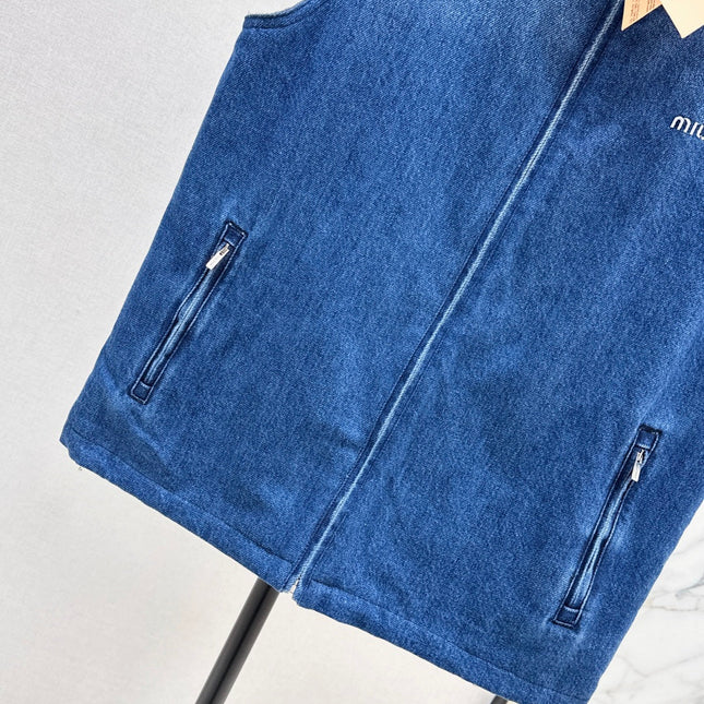 MIUMIU 26S SLEEVELESS DENIM JACKET 958