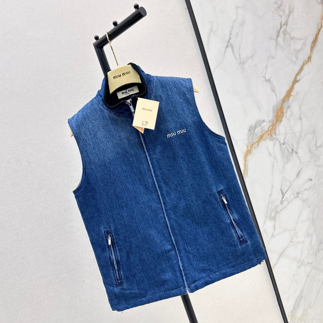 MIUMIU 26S SLEEVELESS DENIM JACKET 958