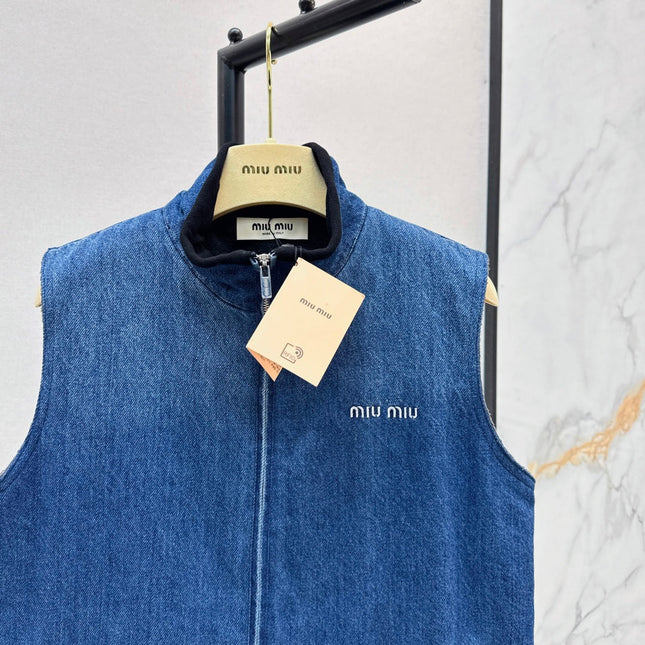 MIUMIU 26S SLEEVELESS DENIM JACKET 958