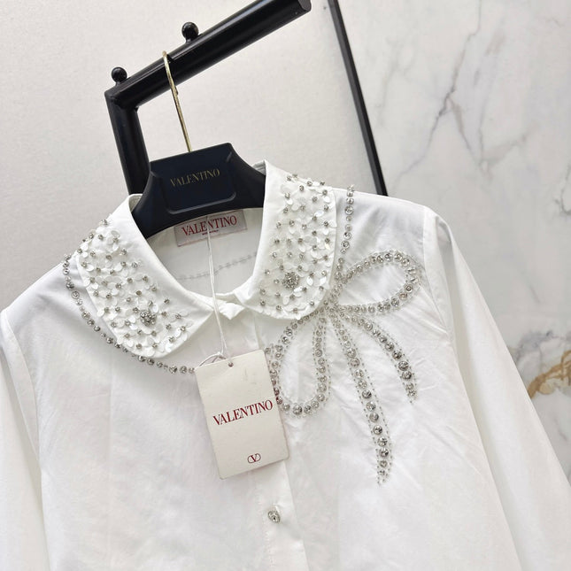 VALENTINO 26S PETER PAN COLLAR SHIRT WITH BOW STYLE 57