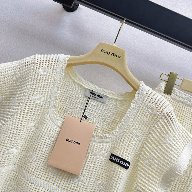 MIUMIU 26S KNIT TOP AND SKIRT SET STYLE 1042