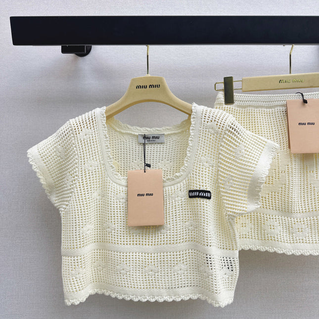 MIUMIU 26S KNIT TOP AND SKIRT SET STYLE 1042