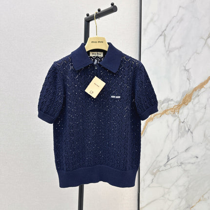 MIUMIU 26S SHORT-SLEEVED KNIT POLO SHIRT STYLE 1041
