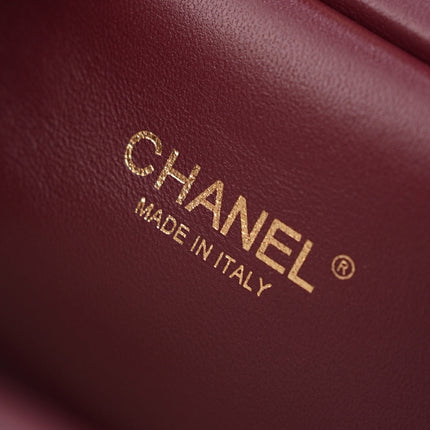 CHANEL 26S SHOPPING BAG MEDIUM 23 IN BURGUNDY RED LAMBSKIN GOLD HARDWARE