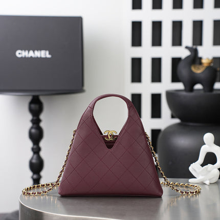CHANEL 26S SHOPPING BAG MEDIUM 23 IN BURGUNDY RED LAMBSKIN GOLD HARDWARE