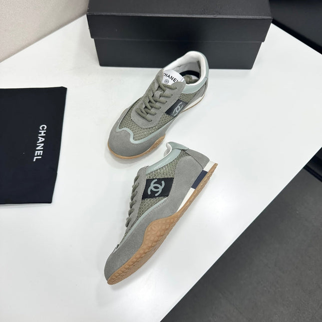 CHANEL 26S SNEAKERS IN GREY CALFSKIN AND MESH