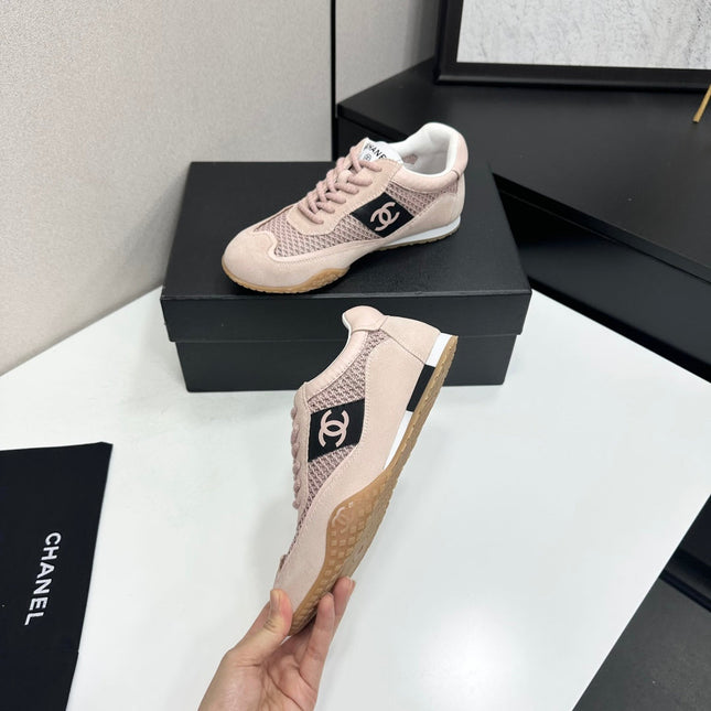 CHANEL 26S SNEAKERS IN LIGHT PINK CALFSKIN AND MESH