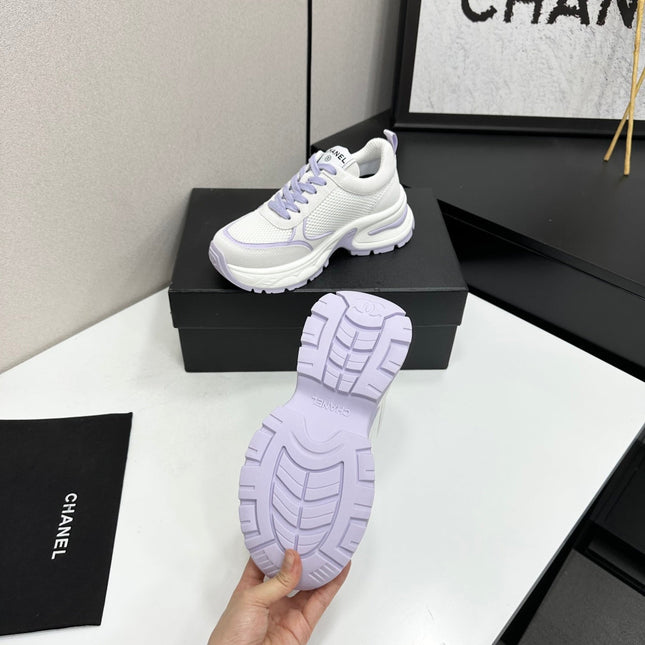 CHANEL 26S SNEAKERS IN WHITE AND LIGHT PURPLE CALFSKIN