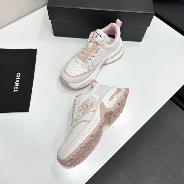 CHANEL 26S SNEAKERS IN WHITE AND PINK CALFSKIN