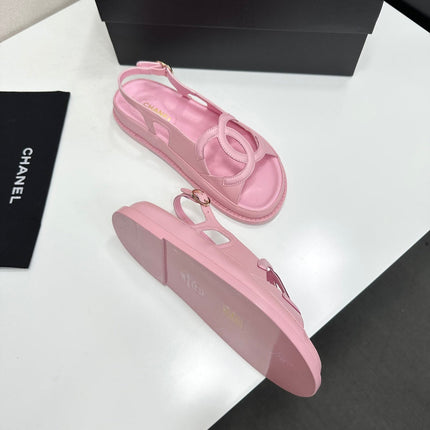 CHANEL 26S FLAT SANDALS IN LIGHT PINK LAMBSKIN