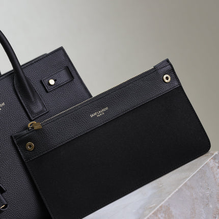 YSL 25S SAC DE JOUR MM 26 IN BLACK SUPPLE GRAINED CALFSKIN GOLD HARDWARE