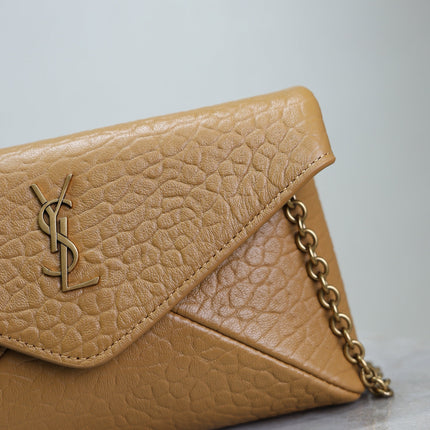 YSL 25S CALYPSO MINI 19 IN CARAMEL LAMBSKIN GOLD HARDWARE