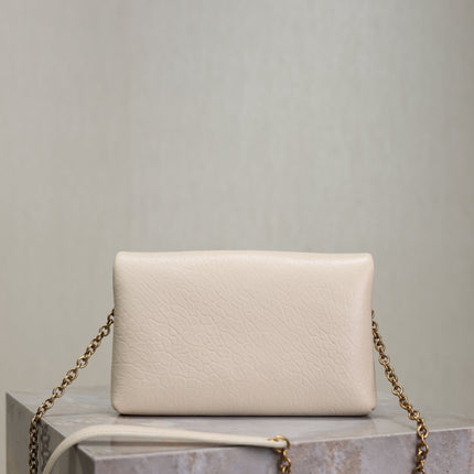 YSL 25S CALYPSO MINI 19 IN BLANC VINTAGE LAMBSKIN GOLD HARDWARE