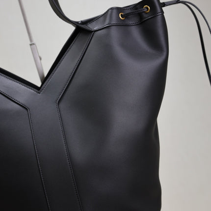 YSL 25S Y LARGE HOBO 50 IN BLACK CALFSKIN GOLD HARDWARE