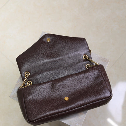 YSL 25S CALYPSO 30 IN DARK CHOCOLATE GRAINED CALFSKIN GOLD HARDWARE
