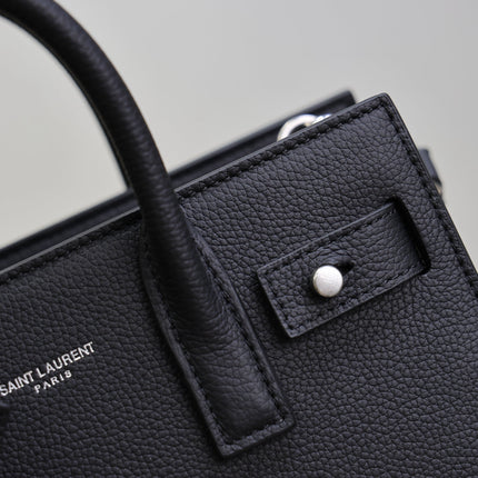 YSL 25S SAC DE JOUR 22 IN BLACK GRAINED CALFSKIN SILVER HARDWARE