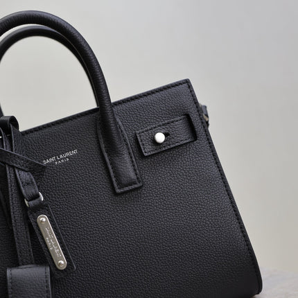 YSL 25S SAC DE JOUR 22 IN BLACK GRAINED CALFSKIN SILVER HARDWARE