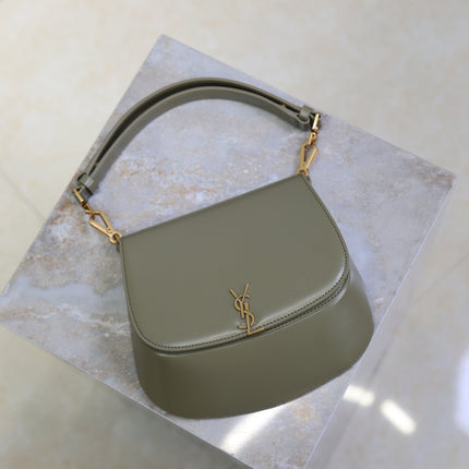 YSL 25S MINI VOLTAIRE 21 IN DEEP MUSK CALFSKIN SAINT LAURENT GOLD HARDWARE