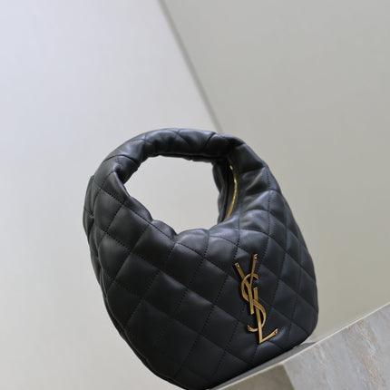 YSL 25S ICARINO 17 IN BLACK QUILTED CALFSKIN GOLD HARDWARE