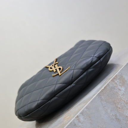 YSL 25S ICARINO 17 IN BLACK QUILTED CALFSKIN GOLD HARDWARE