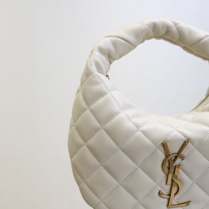 YSL 25S ICARINO 17 IN WHITE QUILTED CALFSKIN GOLD HARDWARE