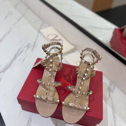 VALENTINO 26S STUDDED HIGH HEEL SANDALS 65 MM IN NUDE CALFSKIN