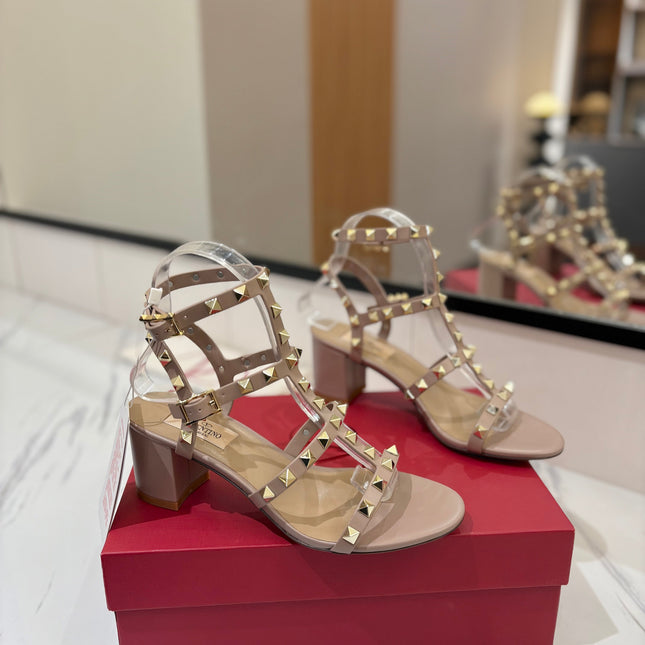 VALENTINO 26S STUDDED HIGH HEEL SANDALS 65 MM IN NUDE CALFSKIN